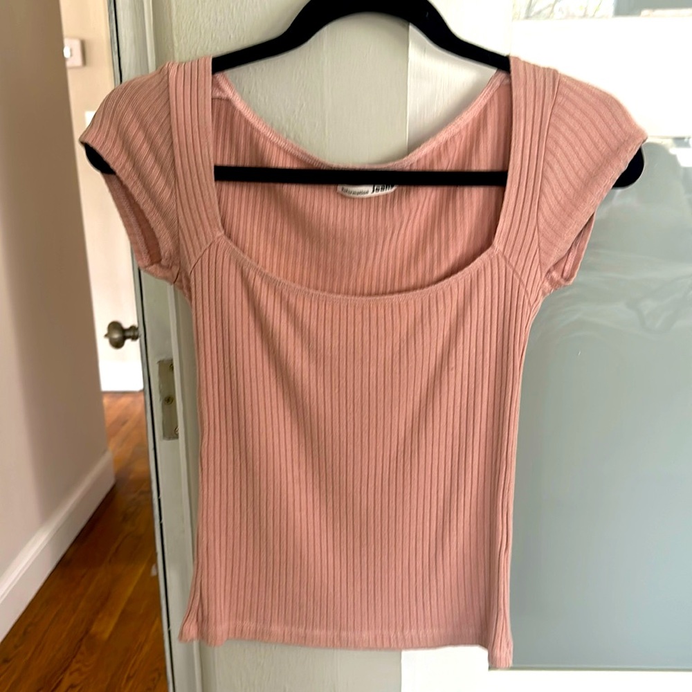 Reformation pink square neck top